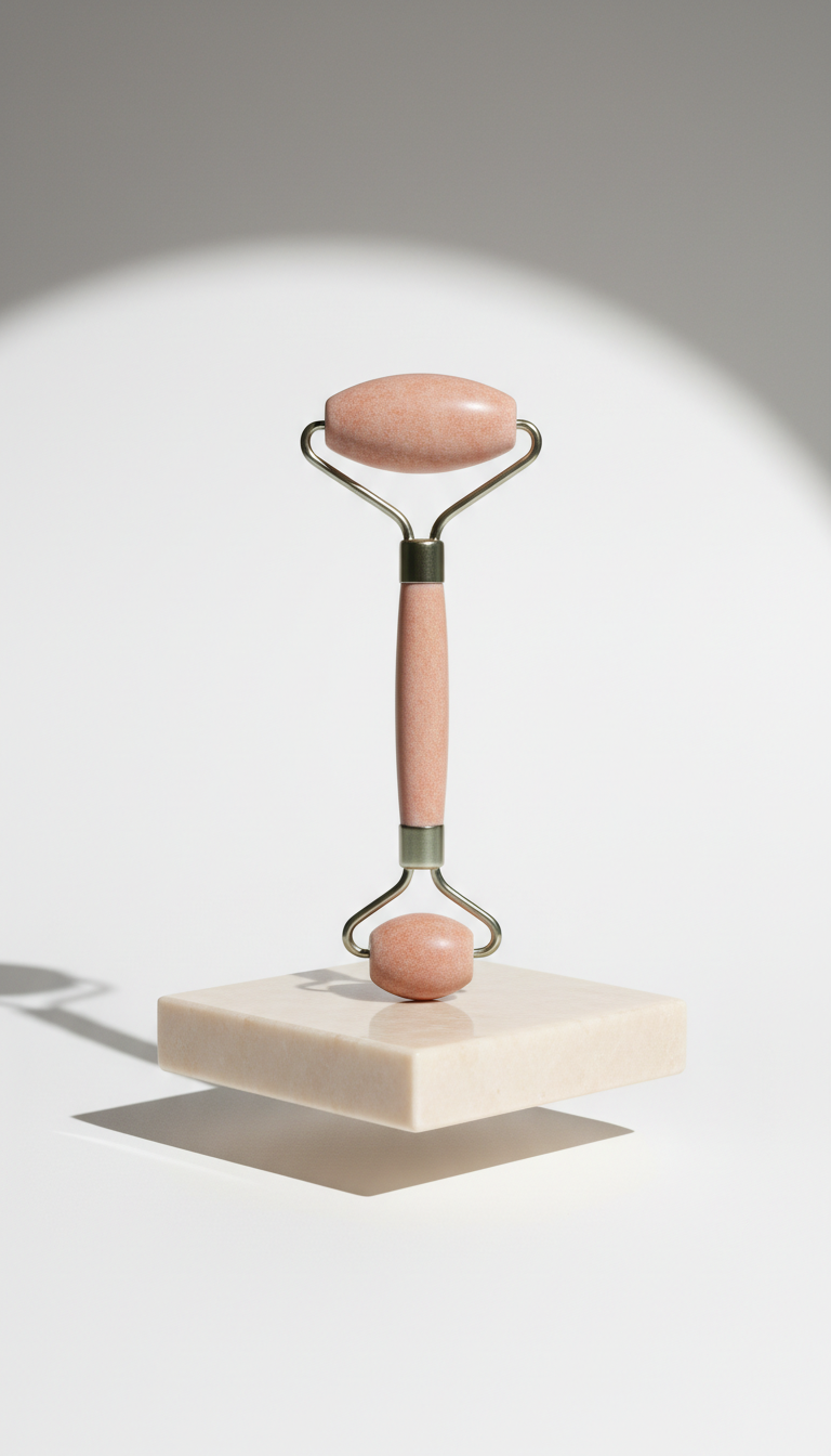 rouleau facial double en grès rosé